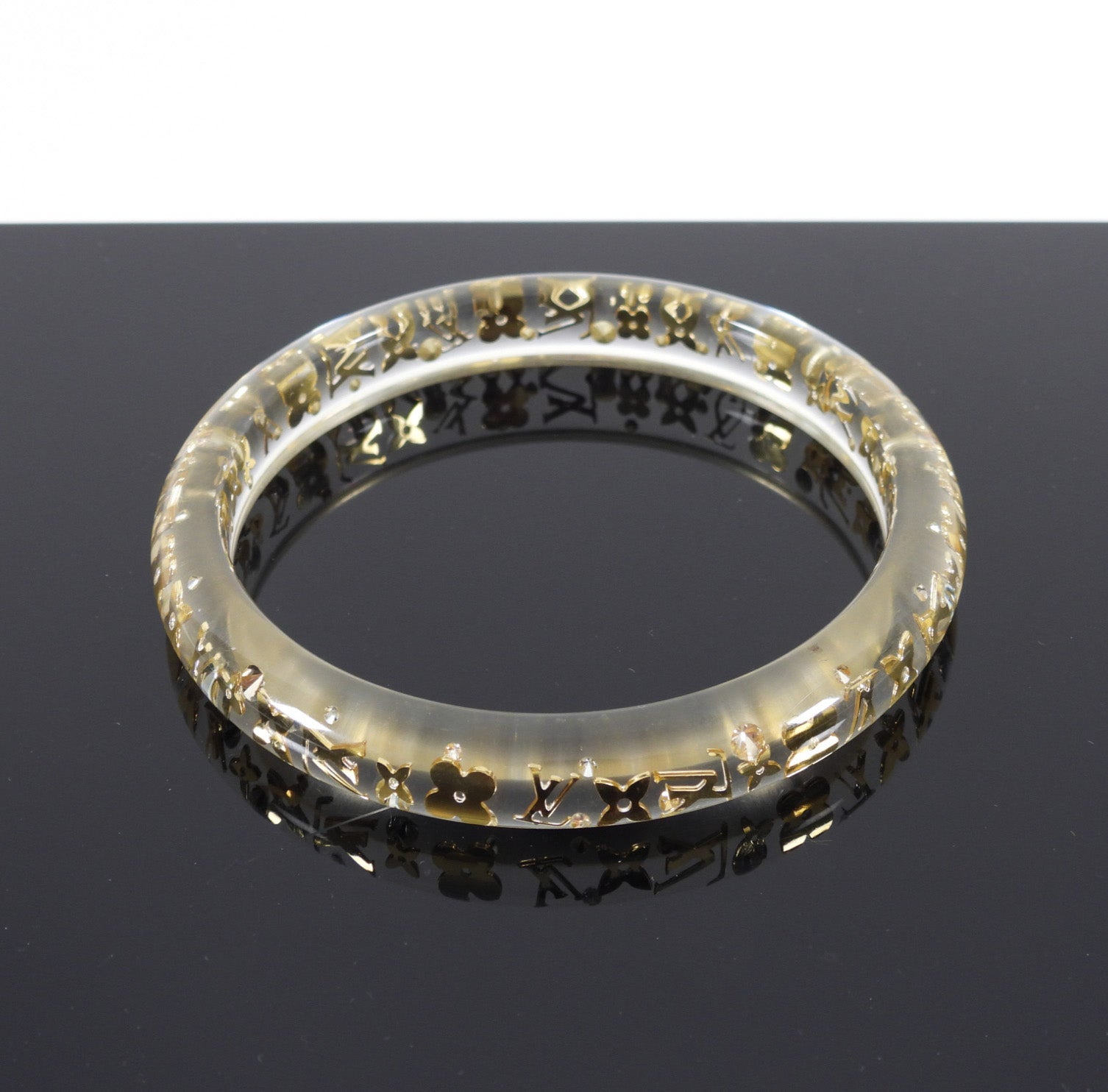 Louis Vuitton Clear and Gold Inclusion Thin Resin Bangle Bracelet