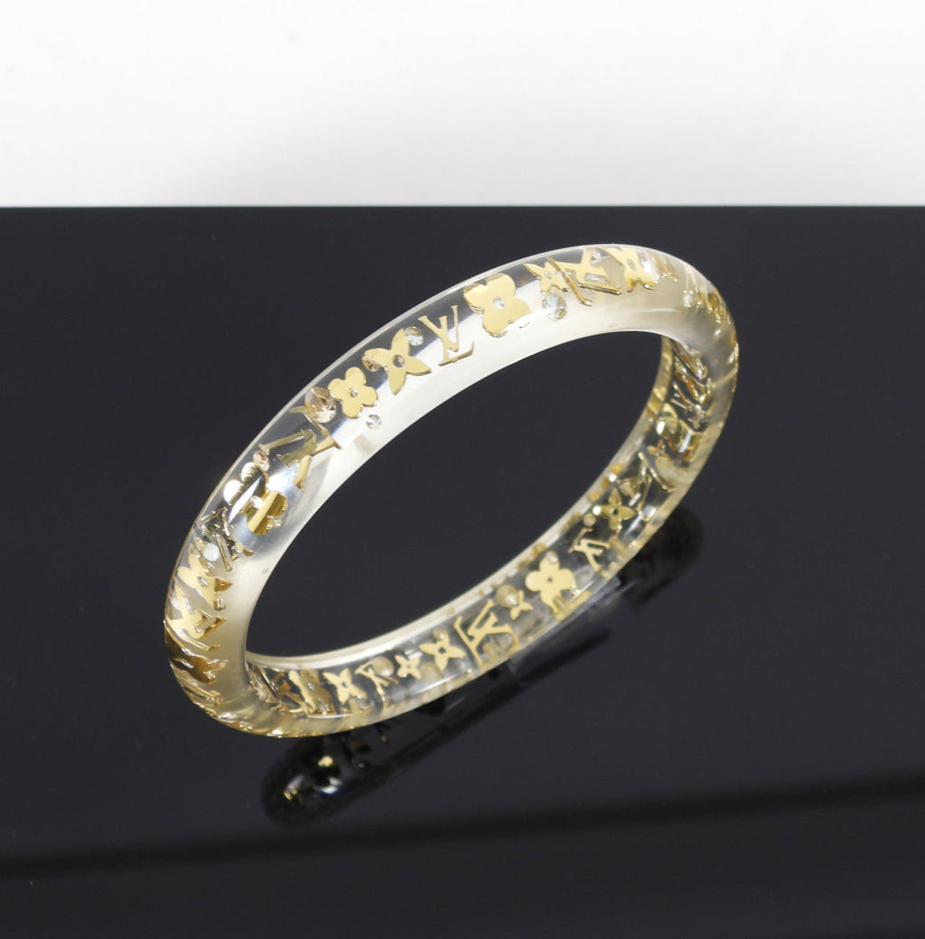 Louis Vuitton Clear and Gold Inclusion Thin Resin Bangle Bracelet