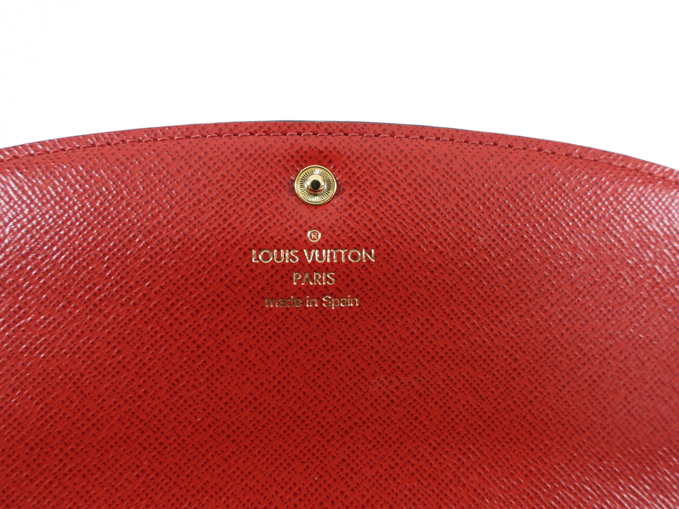 Louis Vuitton Damier Ebene Emilie Red Snap Wallet