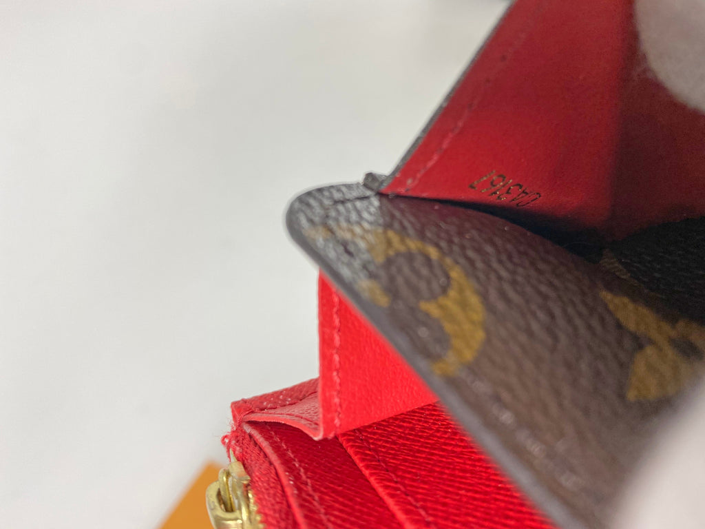 Louis Vuitton Damier Ebene Emilie Red Snap Wallet