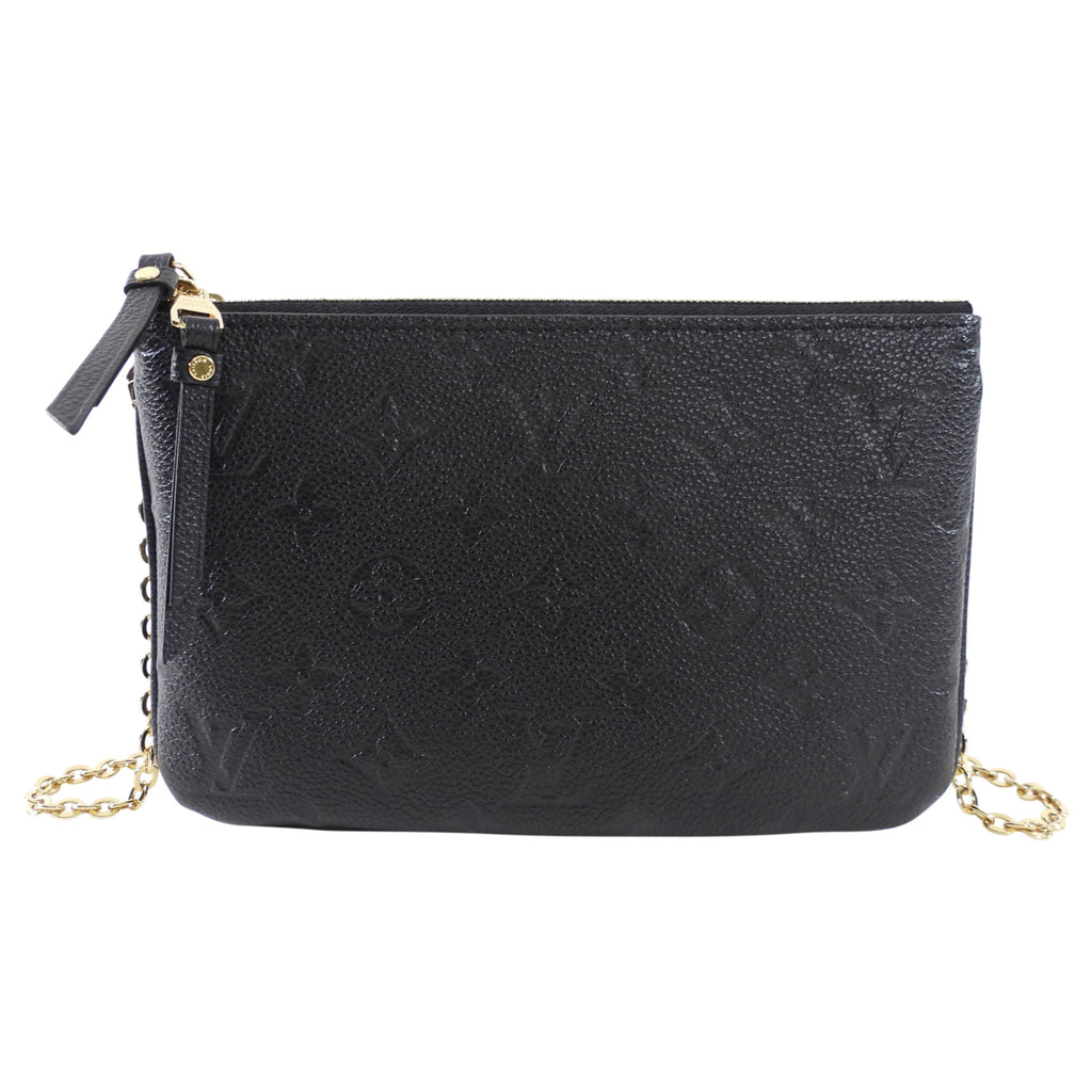 Louis Vuitton Black Empreinte Leather Double Zip Pochette Chain Bag