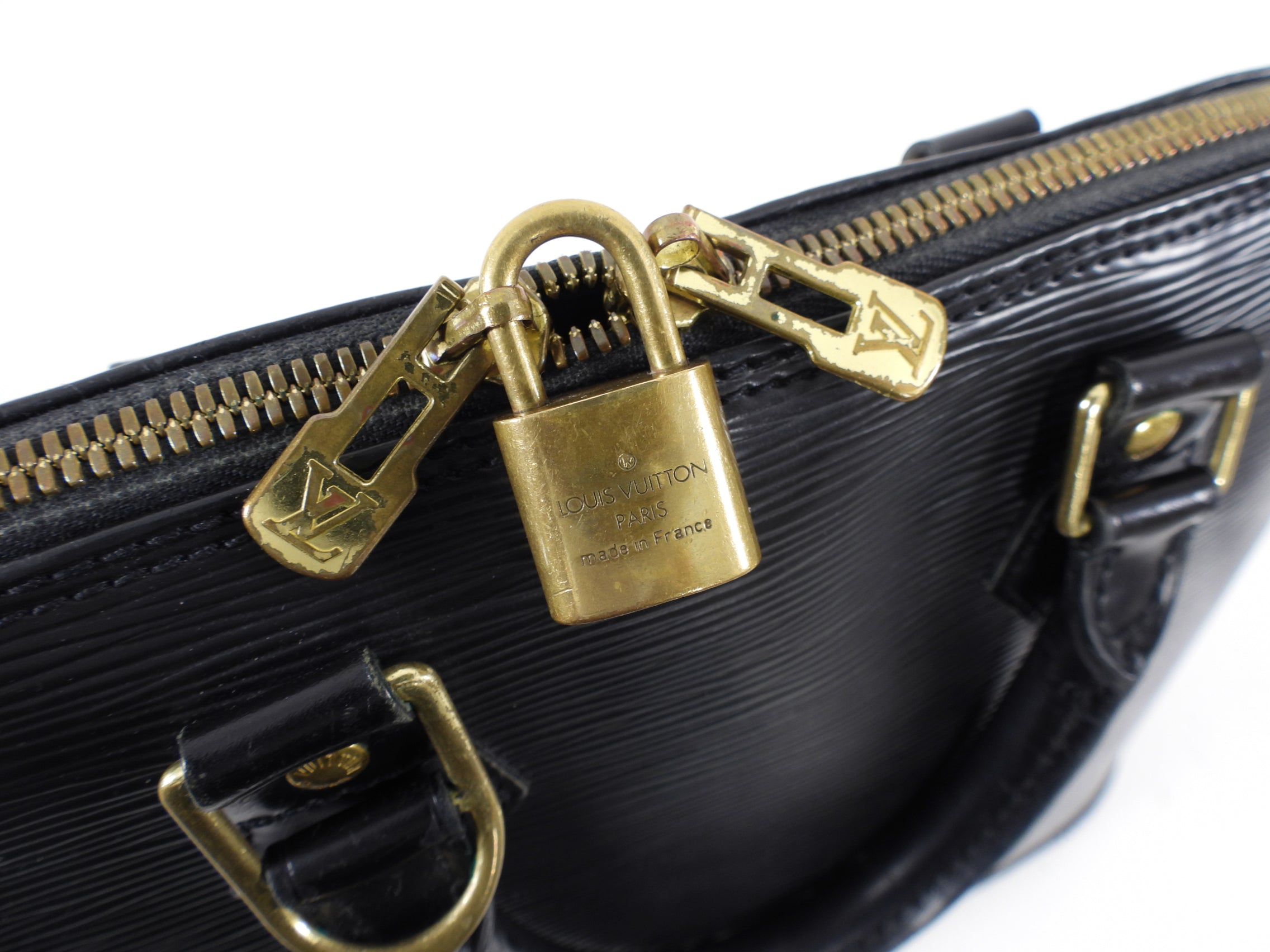 Louis Vuitton Black Epi Alma PM Domed Bag