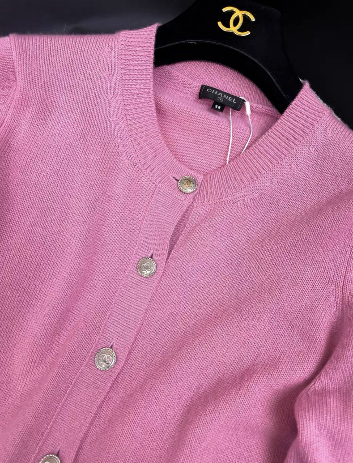 Chanel pink cashmere knitted igan