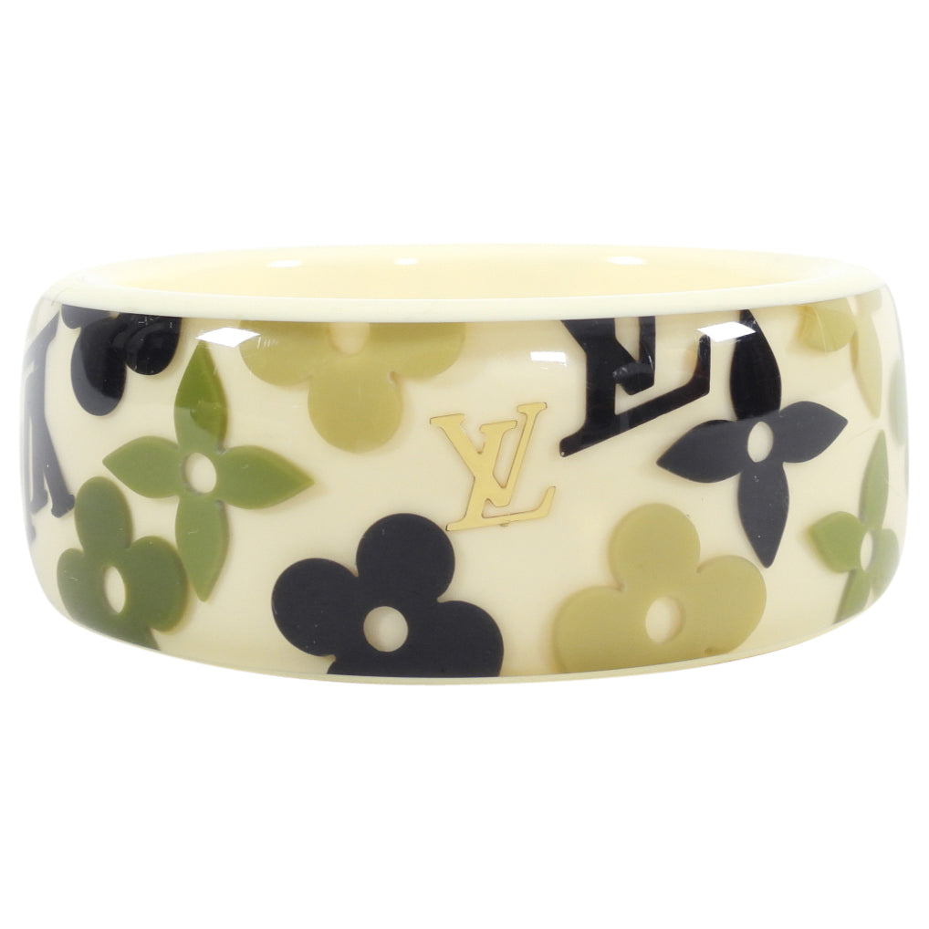 Louis Vuitton Resin Monogram Logo Bangle Green