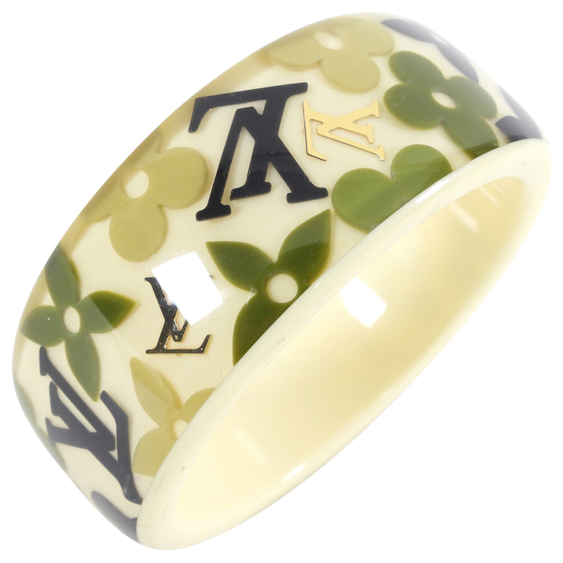Louis Vuitton Resin Monogram Logo Bangle Green
