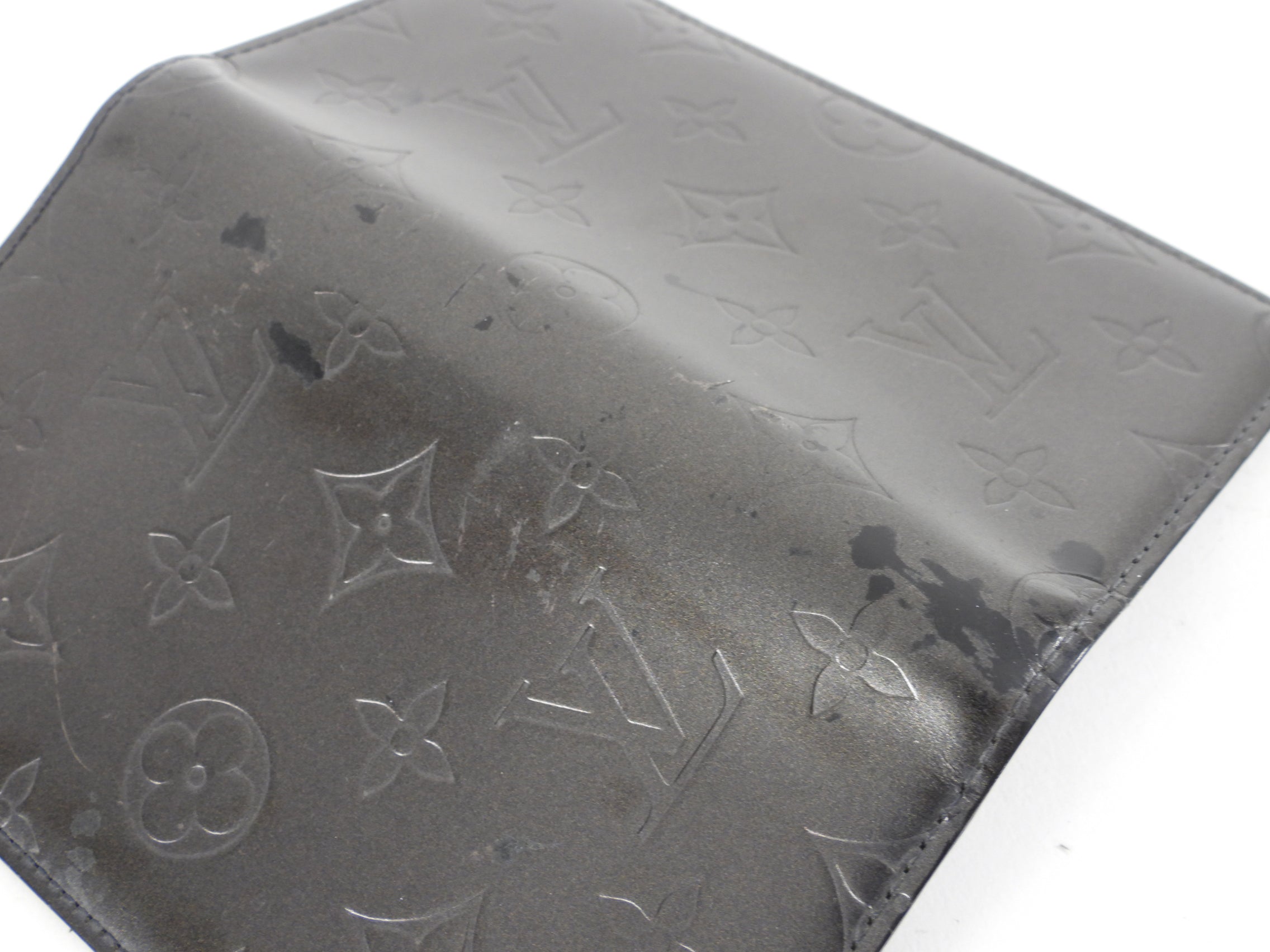 Louis Vuitton Grey Monogram Vernis Slim Vertical Wallet