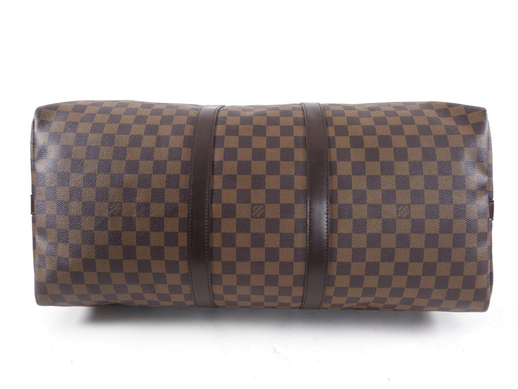 Louis Vuitton Damier Ebene Keepall 55 Bandouliere Travel Duffle Bag