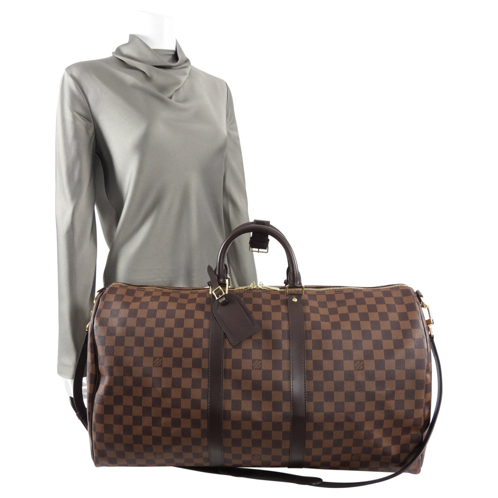 Louis Vuitton Damier Ebene Travel Duffle Bag Keepall 55