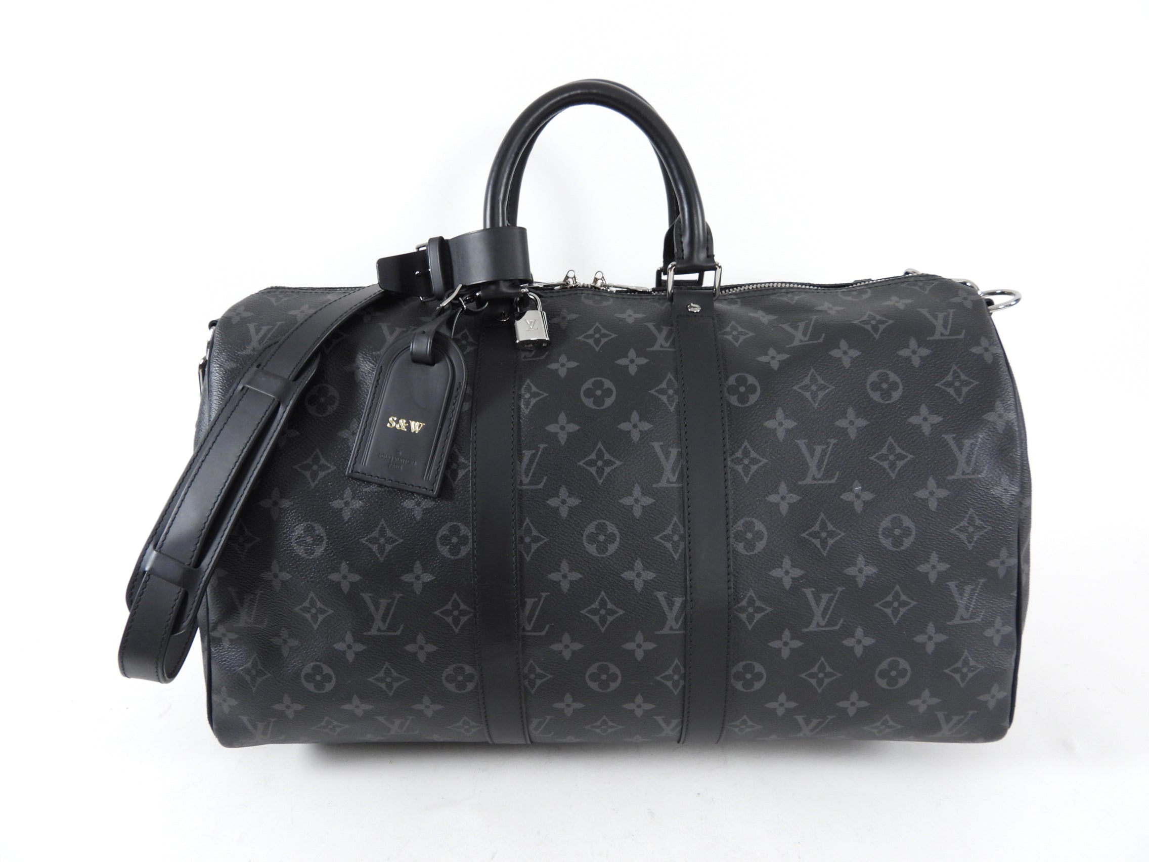 Louis Vuitton Monogram Eclipse Keepall Bandouliere 45 Duffle Bag