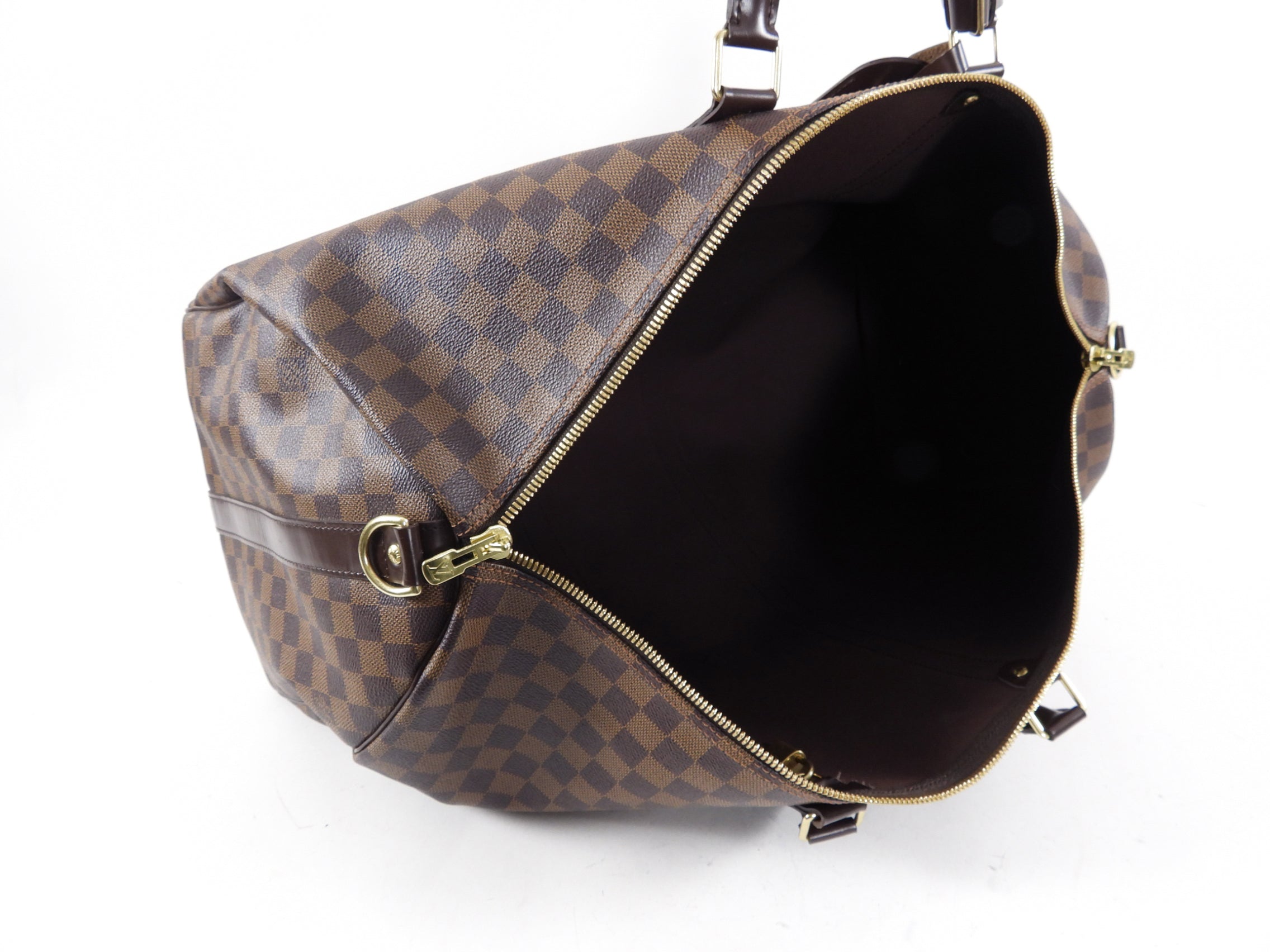 Louis Vuitton Damier Ebene Keepall 55 Bandouliere Travel Duffle Bag