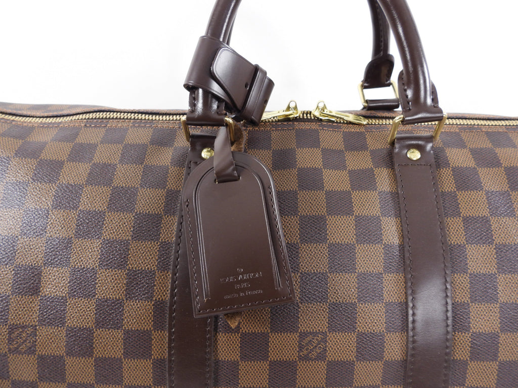 Louis Vuitton Damier Ebene Keepall 55 Bandouliere Travel Duffle Bag