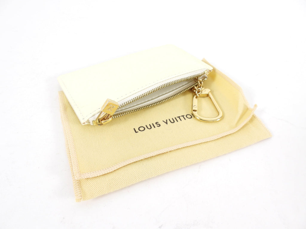 Louis Vuitton Ivory Perle Vernis Monogram Zip Key Pouch
