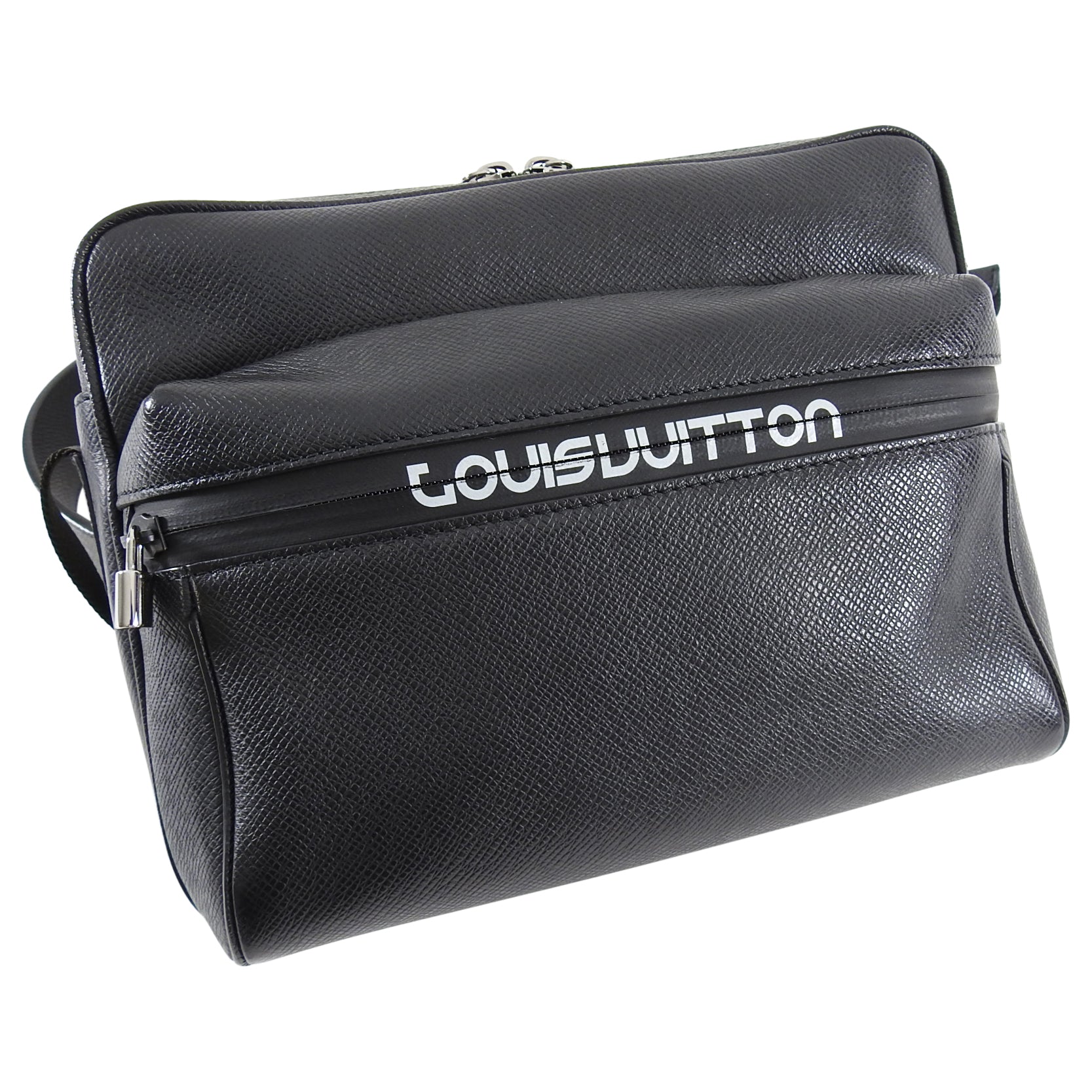 Louis Vuitton Spring 2018 Kim Jones Black Leather Messenger Bag