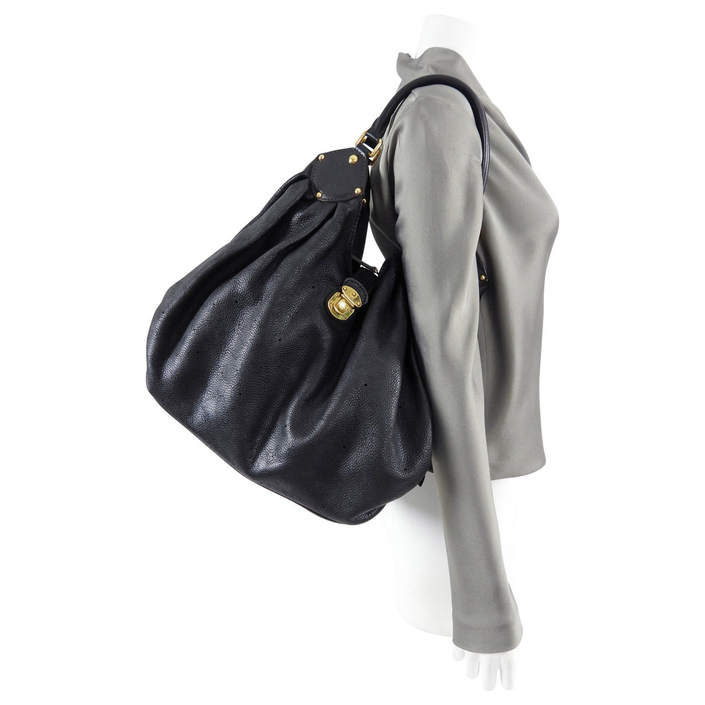 Louis Vuitton Black Mahina Leather Hobo XL
