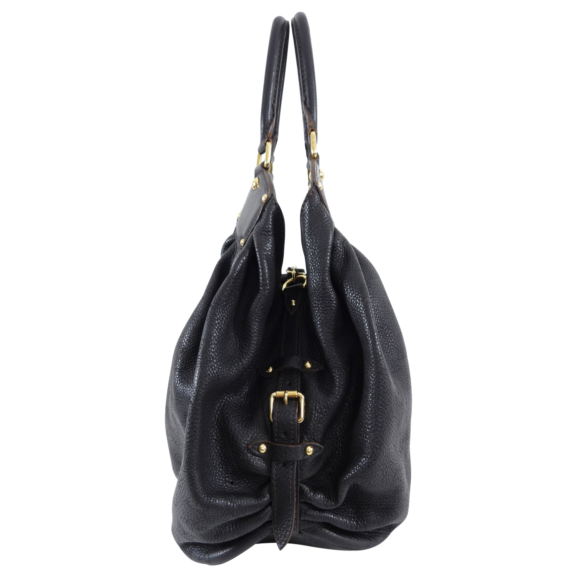Louis Vuitton Black Mahina Leather Hobo XL