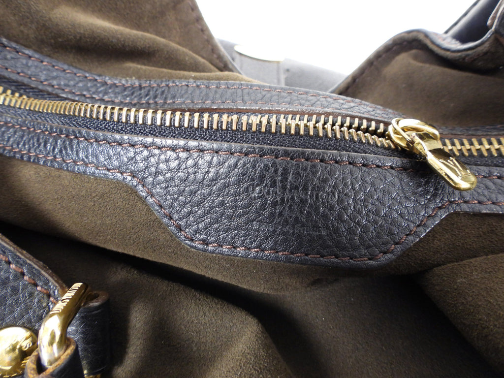 Louis Vuitton Black Mahina Leather Hobo XL