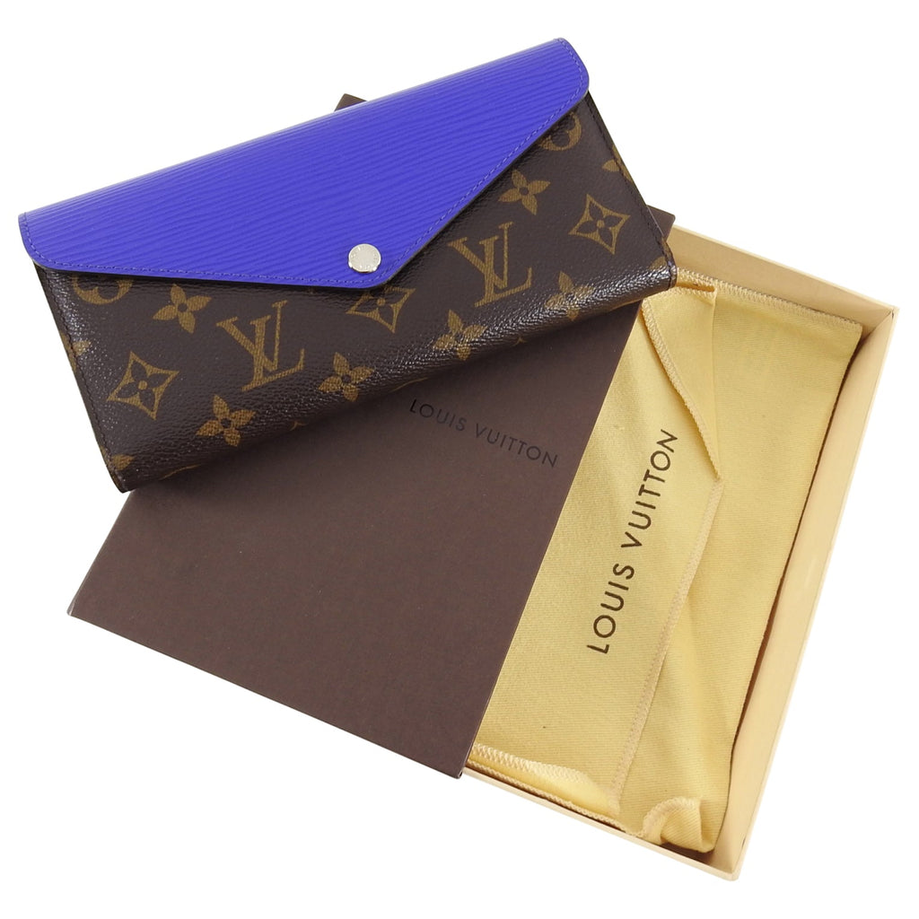 Louis Vuitton Mary Lou Epi Blue and Monogram Trifold Wallet