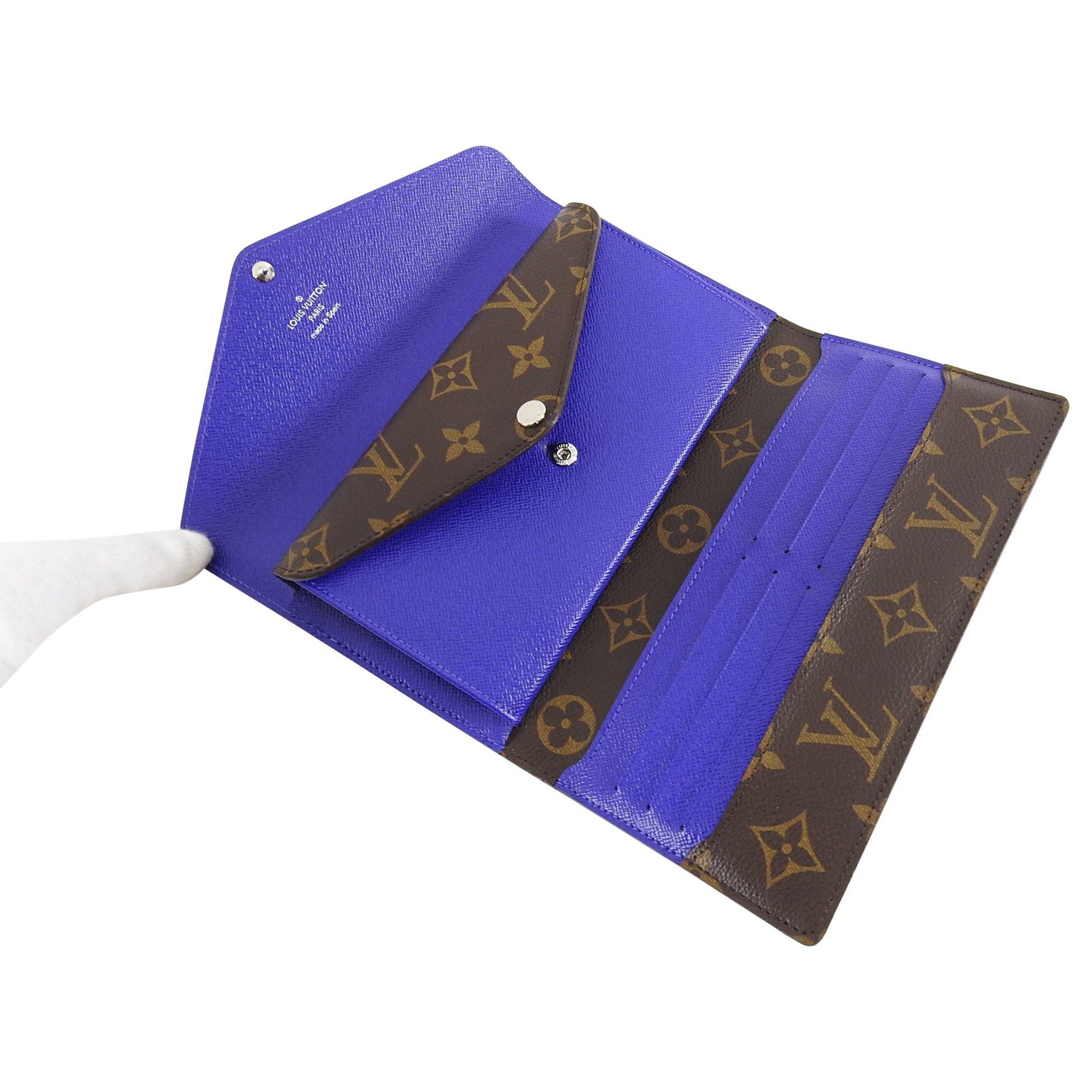 Louis Vuitton Mary Lou Epi Blue and Monogram Trifold Wallet
