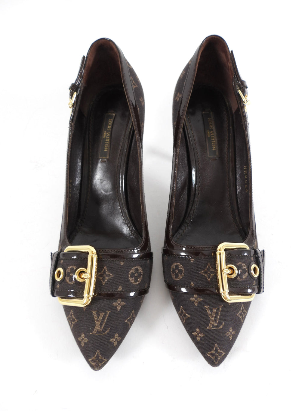 Louis Vuitton Vintage 2006 Brown Monogram Gold Buckle Pumps - 36.5