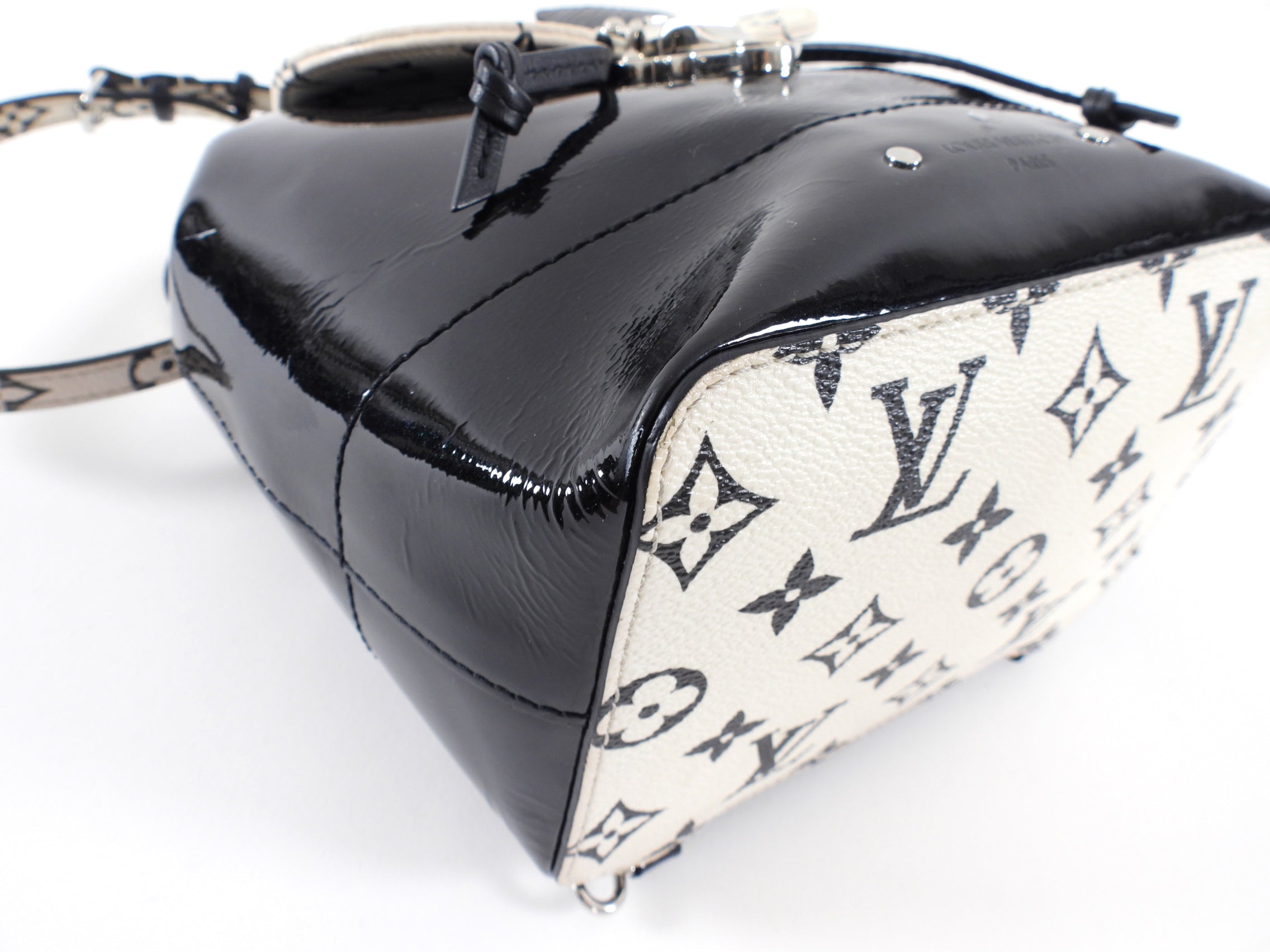 Louis Vuitton Black and White Patent Hot Springs Backpack