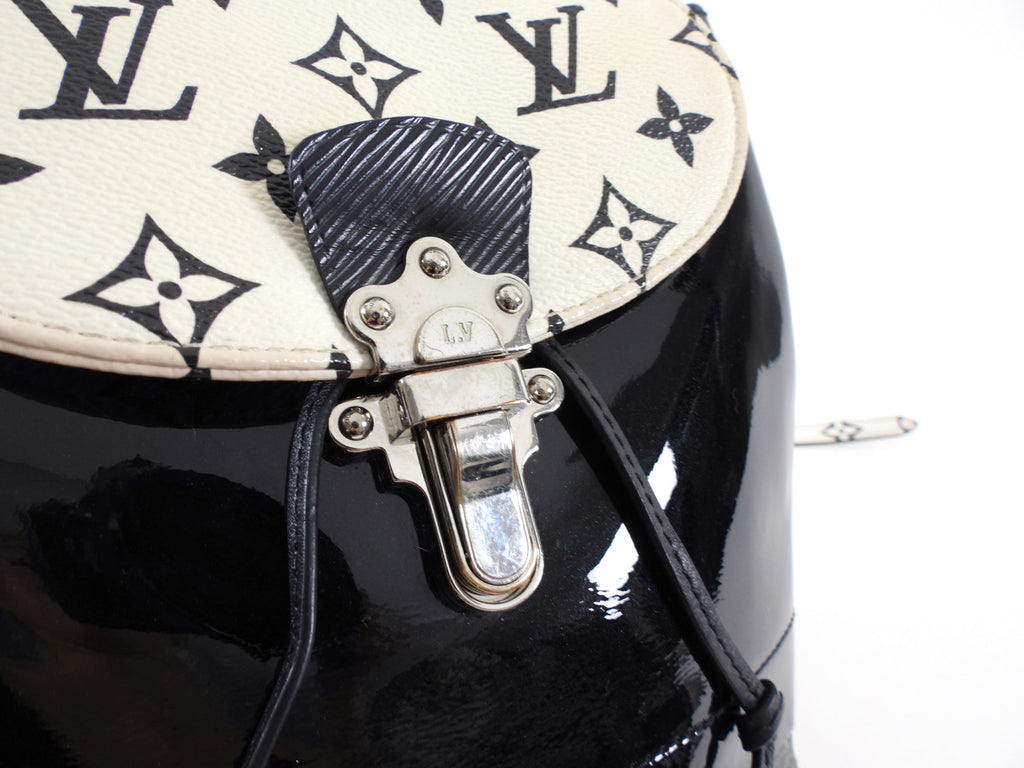 Louis Vuitton Black and White Patent Hot Springs Backpack