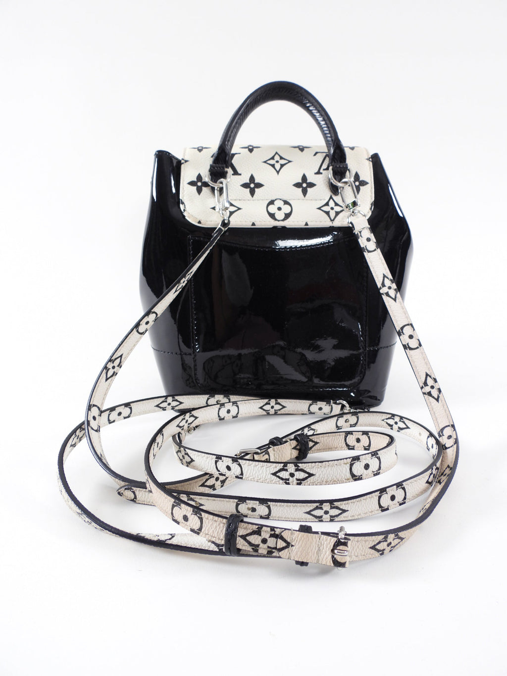 Louis Vuitton Black and White Patent Hot Springs Backpack