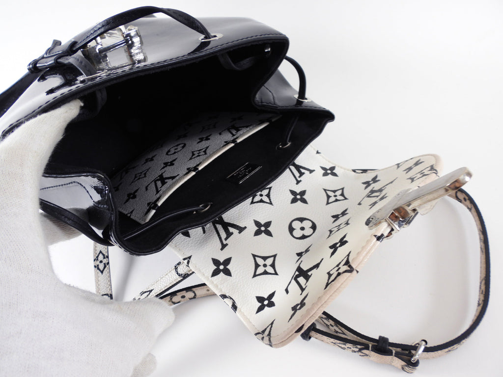Louis Vuitton Black and White Patent Hot Springs Backpack
