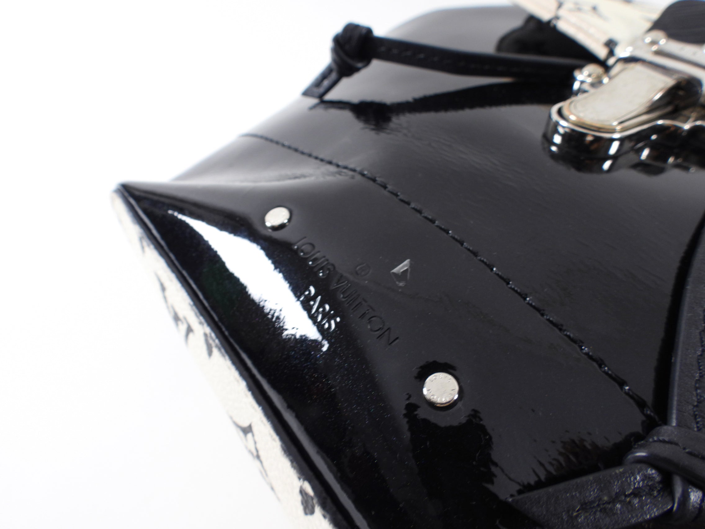 Louis Vuitton Black and White Patent Hot Springs Backpack