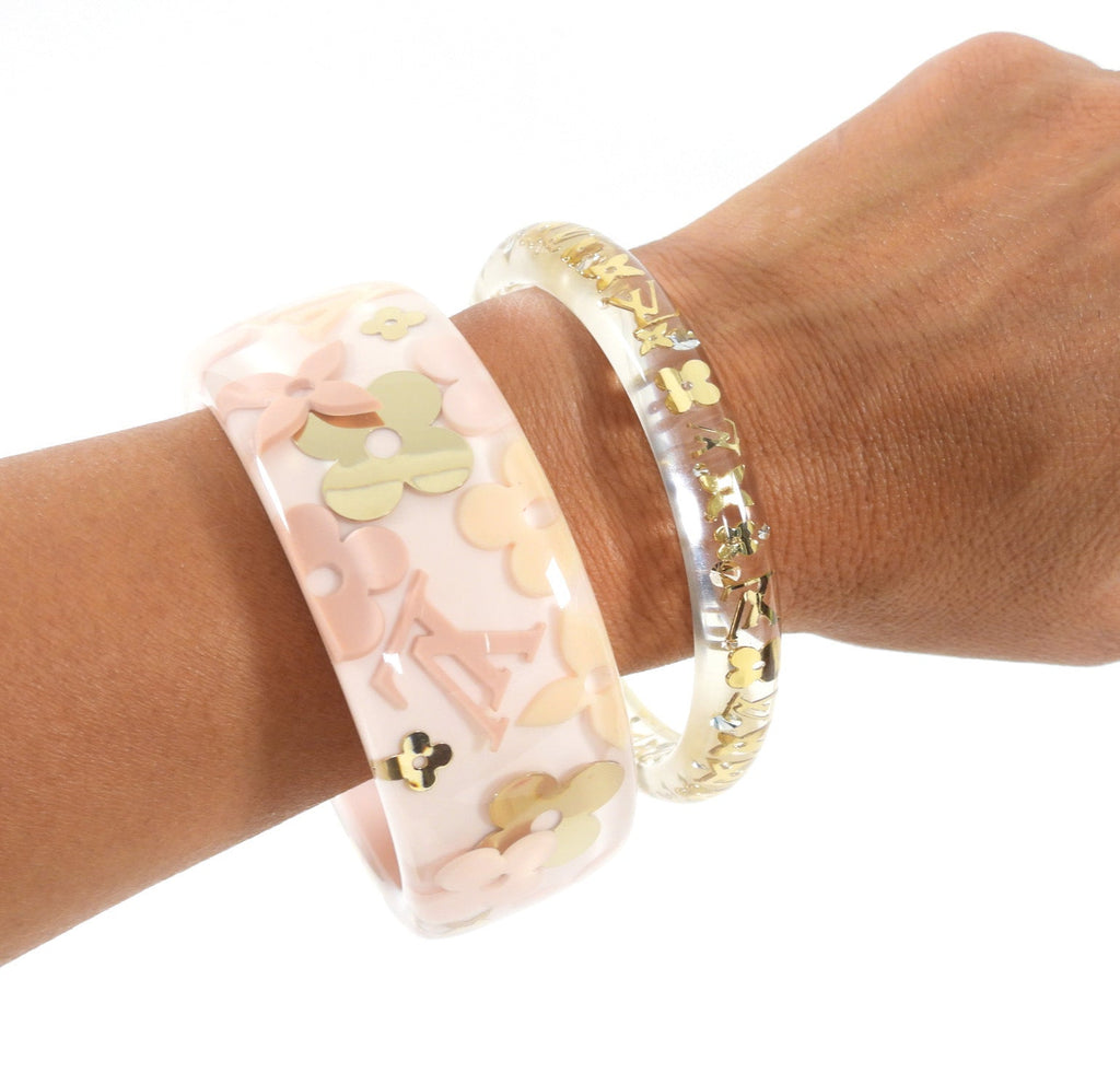 Louis Vuitton Clear and Gold Inclusion Thin Resin Bangle Bracelet