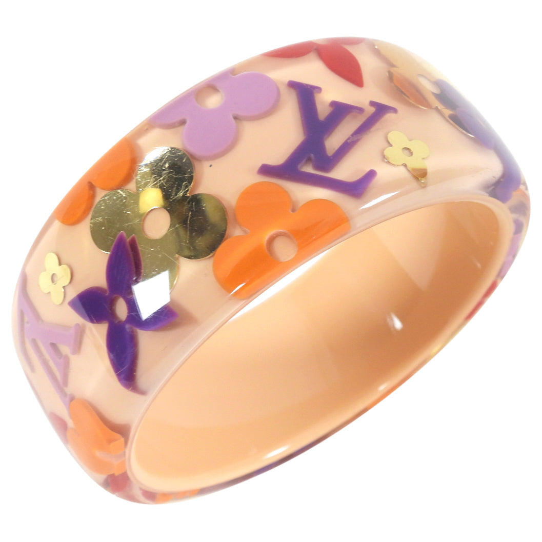 Louis Vuitton Resin Monogram Logo Bangle peach