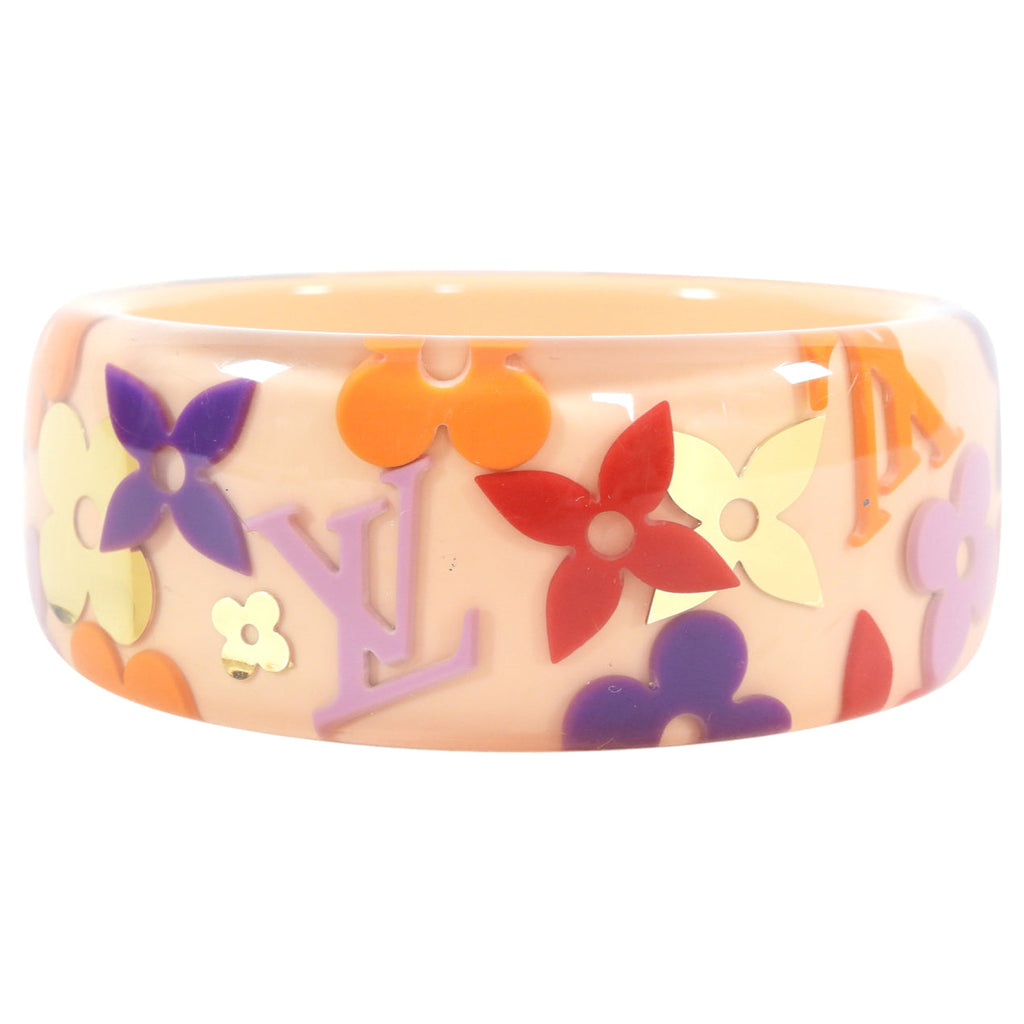 Louis Vuitton Resin Monogram Logo Bangle peach
