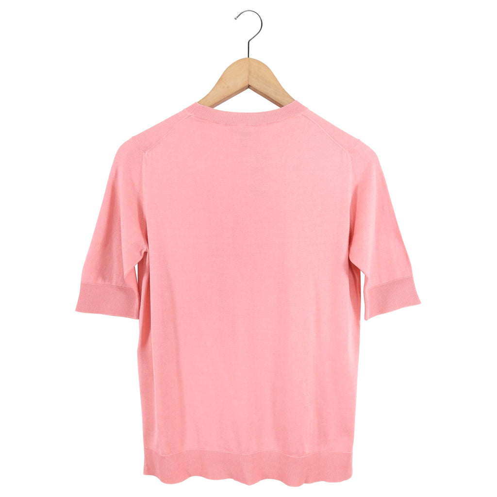 Louis Vuitton Salmon Pink Knit Short Sleeve Sweater Top - S (4/6)