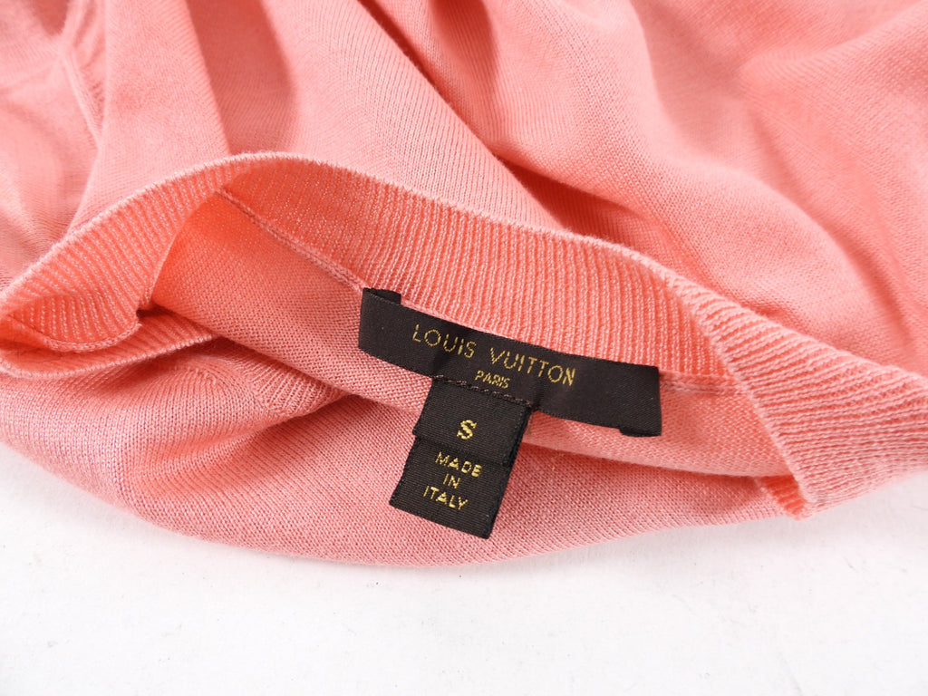 Louis Vuitton Salmon Pink Knit Short Sleeve Sweater Top - S (4/6)