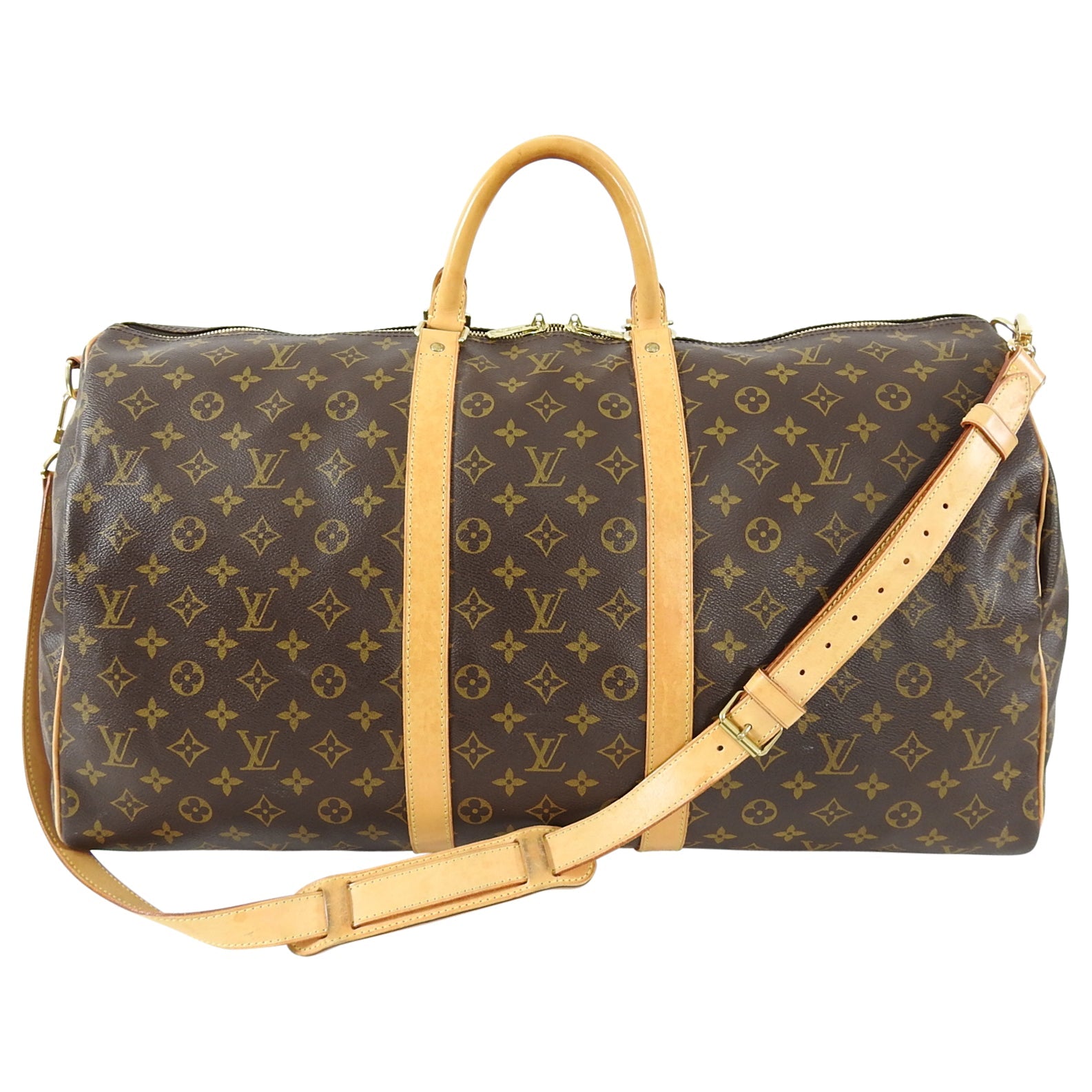 Louis Vuitton Monogram Canvas Keepall Bandouliere 55 Travel Duffle Bag