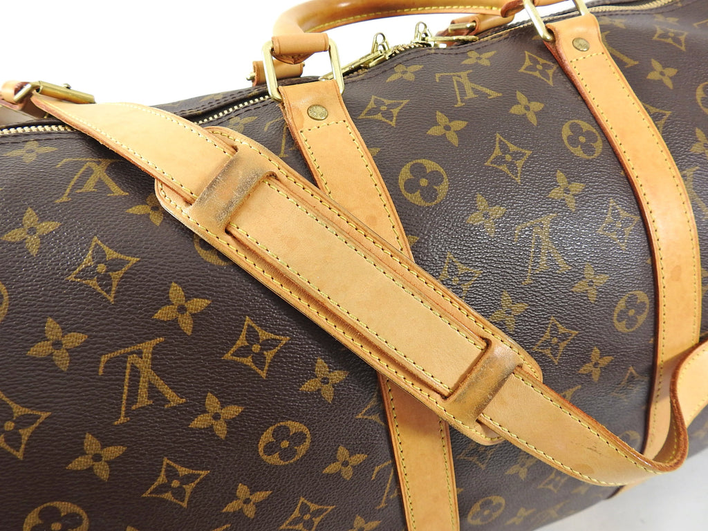 Louis Vuitton Monogram Canvas Keepall Bandouliere 55 Travel Duffle Bag