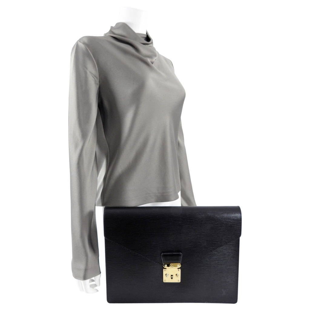 Louis Vuitton Vintage 1990 Black Epi Porte Document Senateur Portfolio