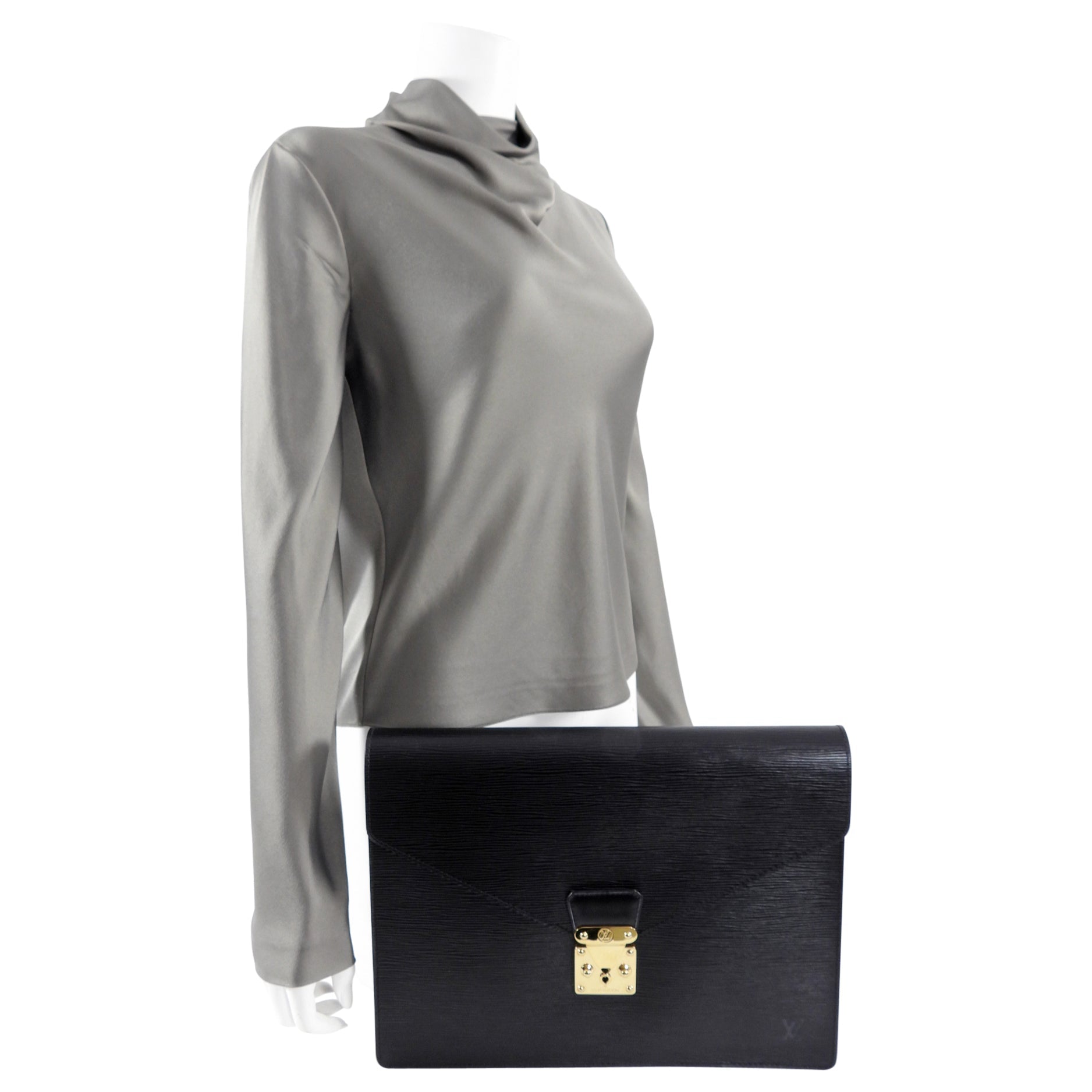 Louis Vuitton Vintage 1990 Black Epi Porte Document Senateur Portfolio