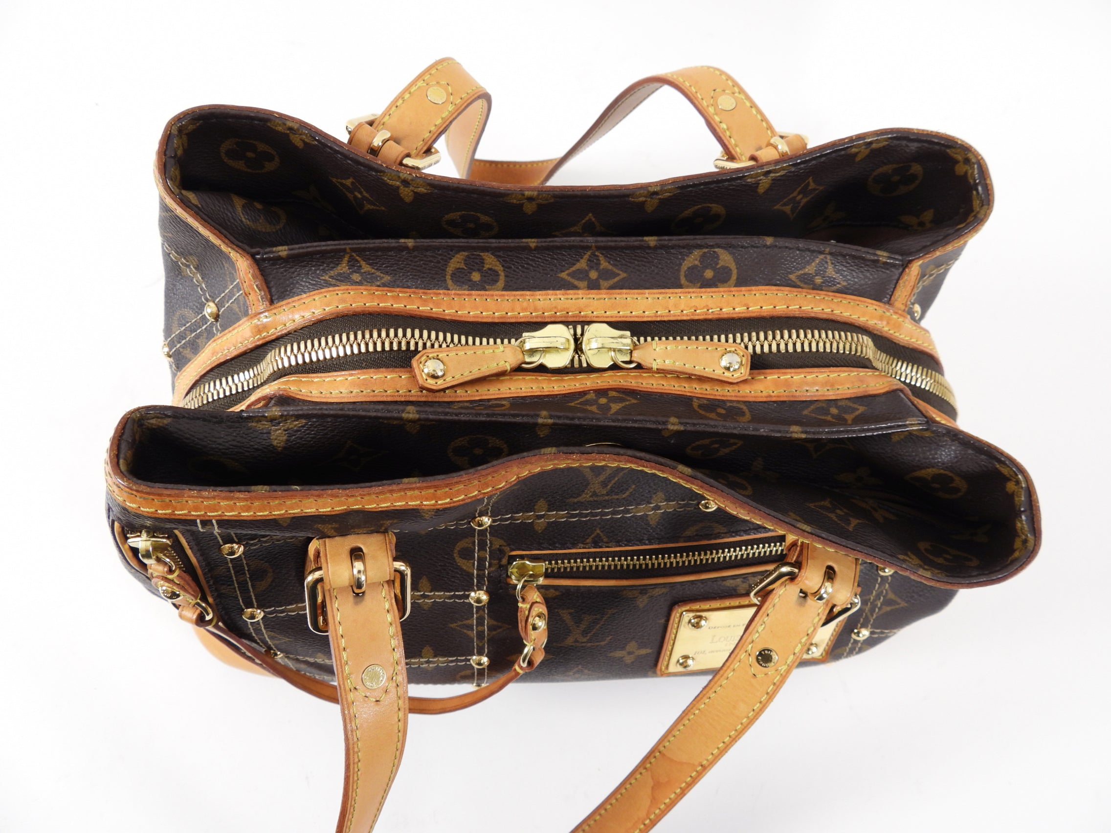 Louis Vuitton Monogram Small Zippered Riveting Tote Bag