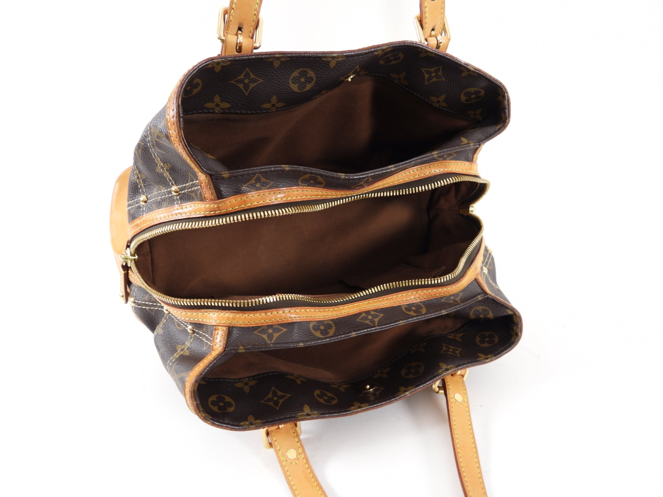 Louis Vuitton Monogram Small Zippered Riveting Tote Bag