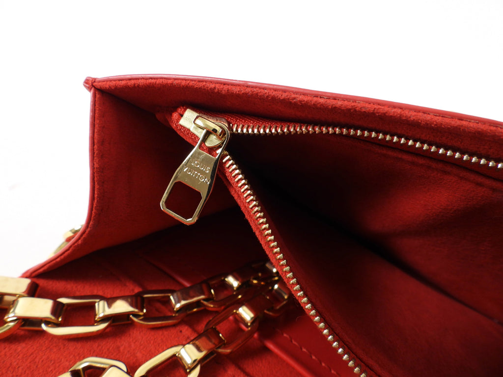 Louis Vuitton Red Leather Airy V Pochette Louise Chain Strap Bag