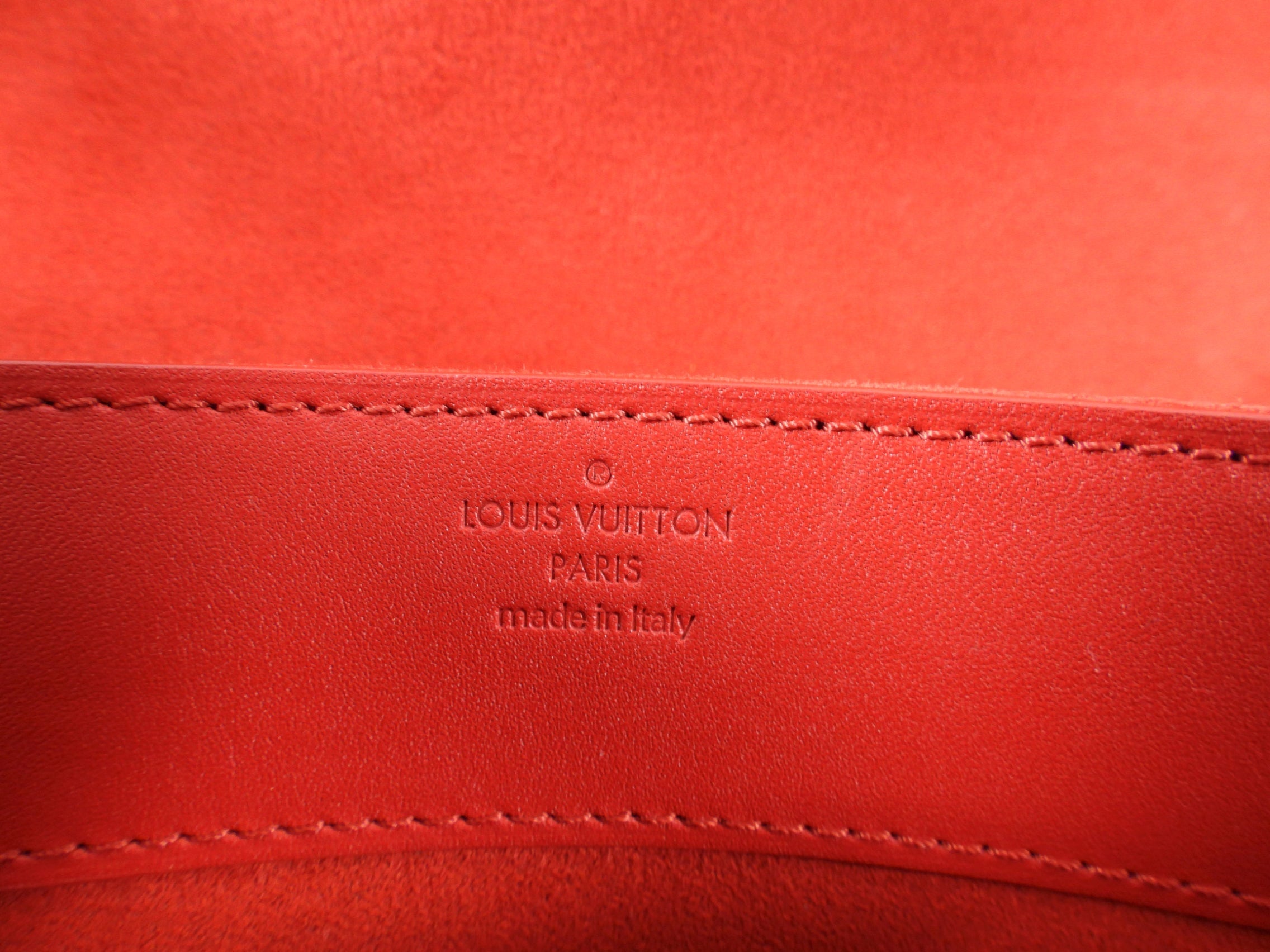 Louis Vuitton Red Leather Airy V Pochette Louise Chain Strap Bag