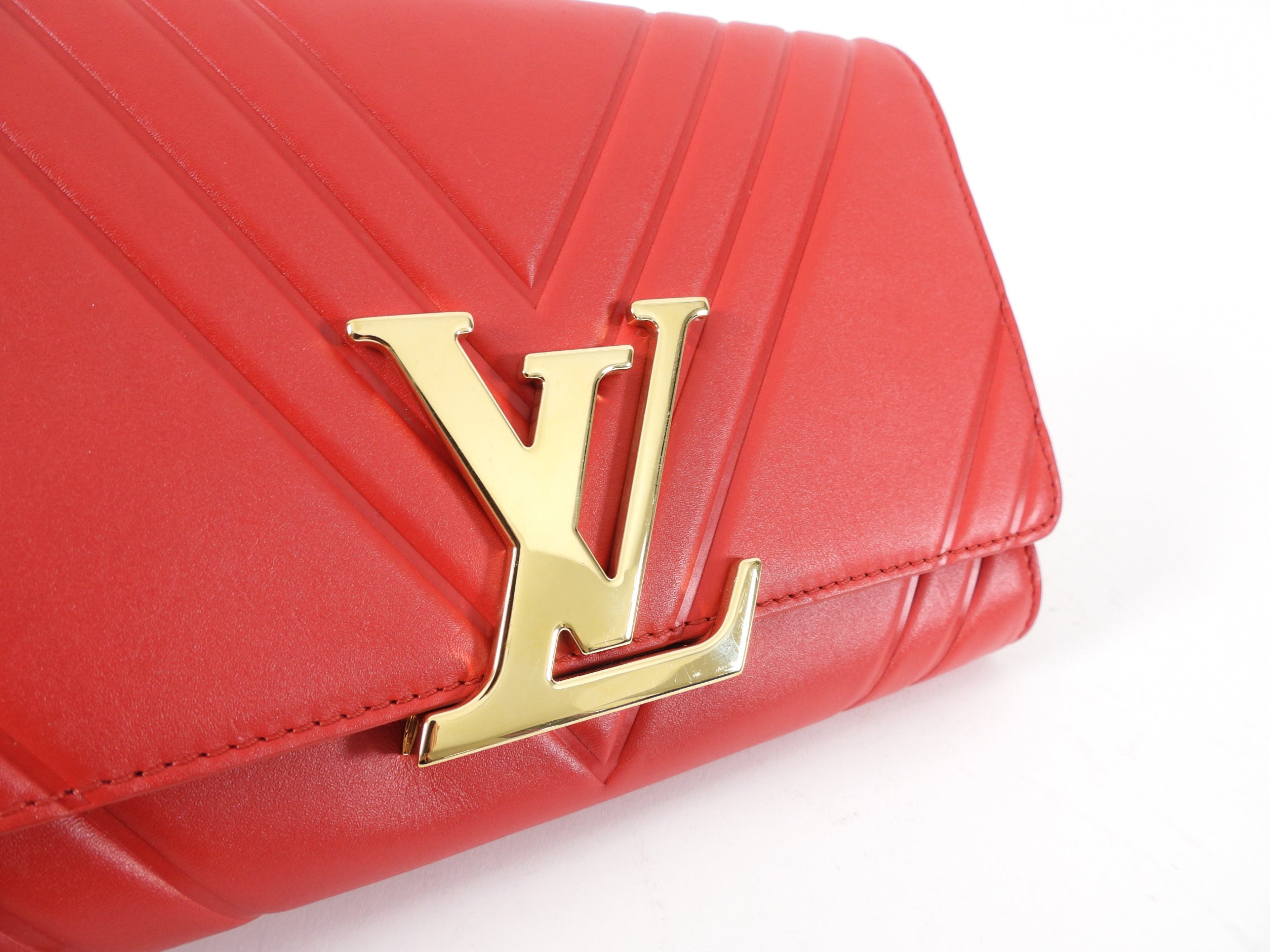 Louis Vuitton Red Leather Airy V Pochette Louise Chain Strap Bag