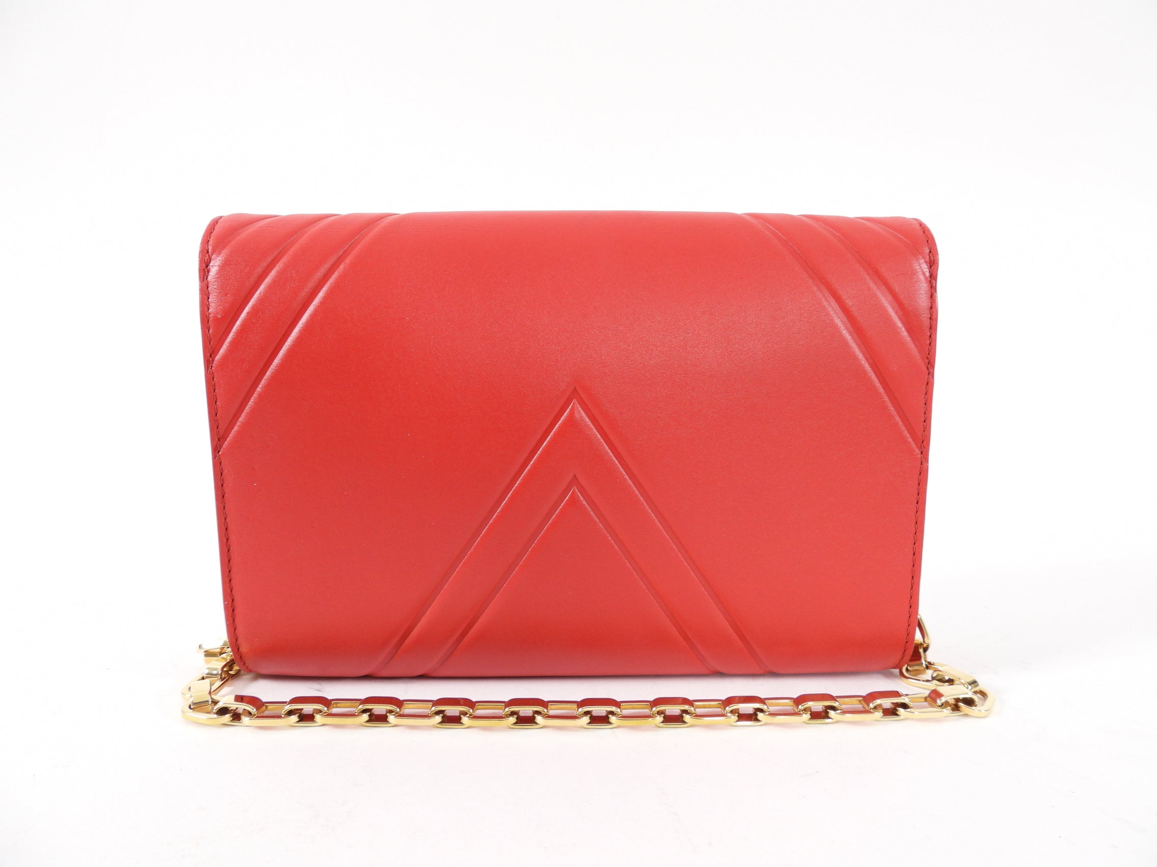 Louis Vuitton Red Leather Airy V Pochette Louise Chain Strap Bag