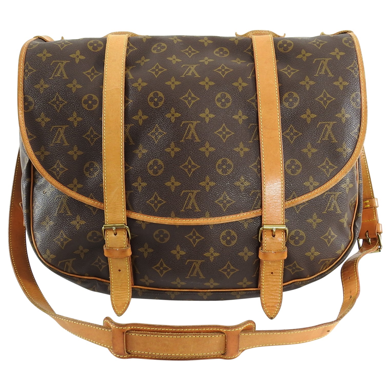 Louis Vuitton Vintage 1990 Saumur 40 Monogram Travel Messenger Bag