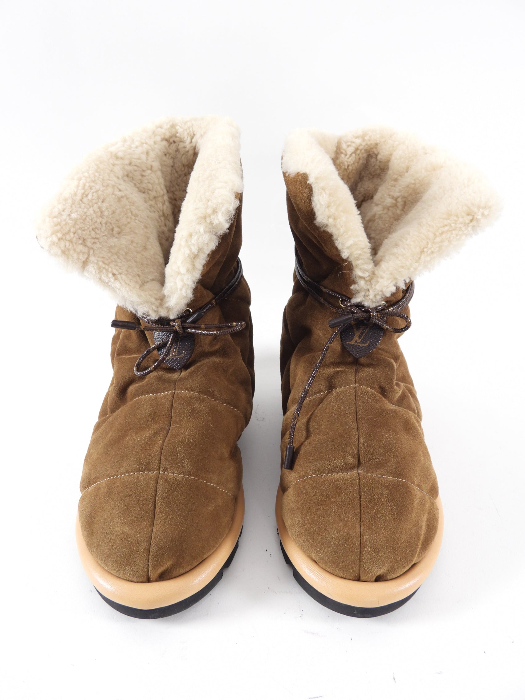 Louis Vuitton Brown Suede Shearling Pillow Boot - 38 / 7.5