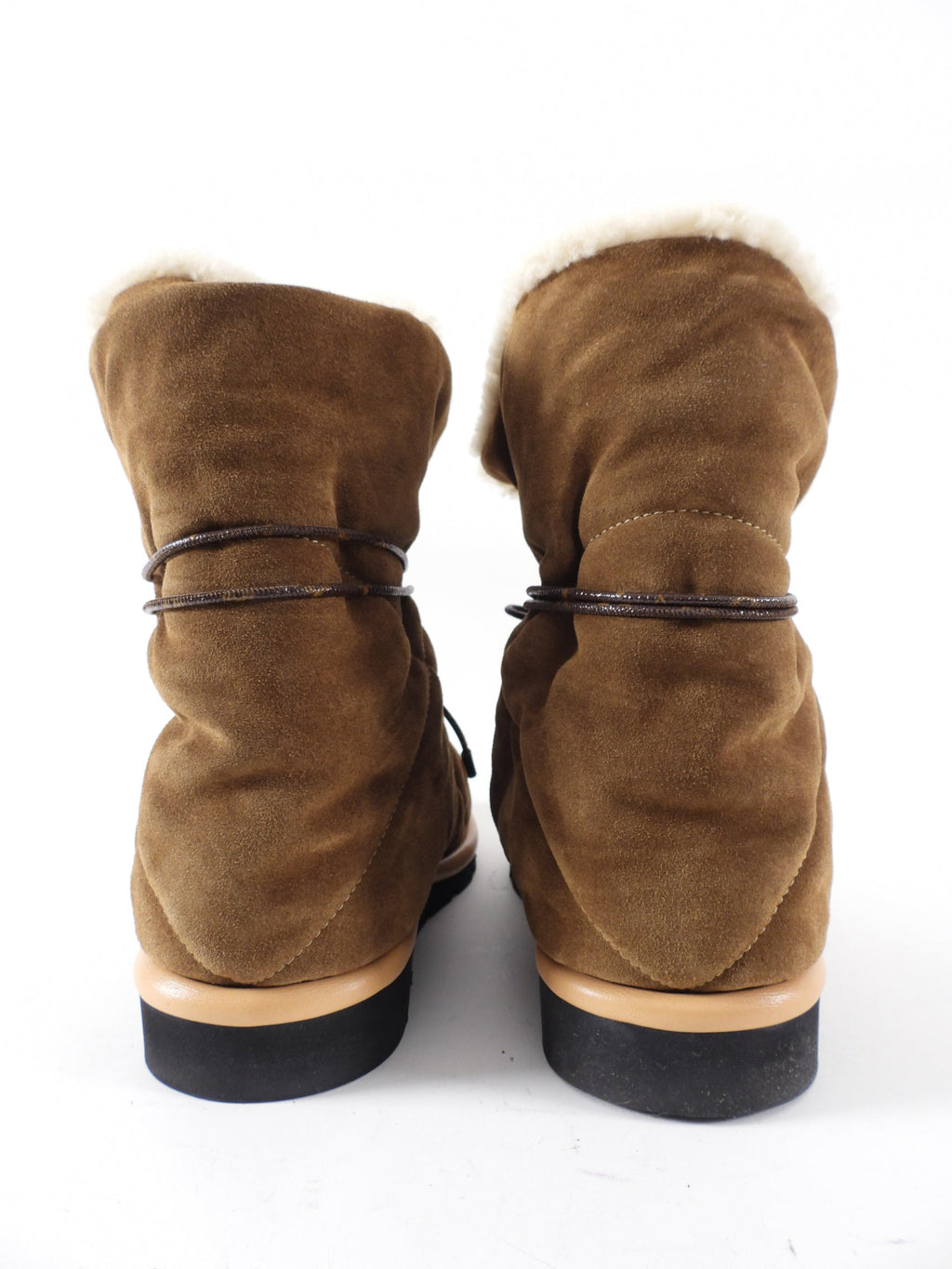 Louis Vuitton Brown Suede Shearling Pillow Boot - 38 / 7.5