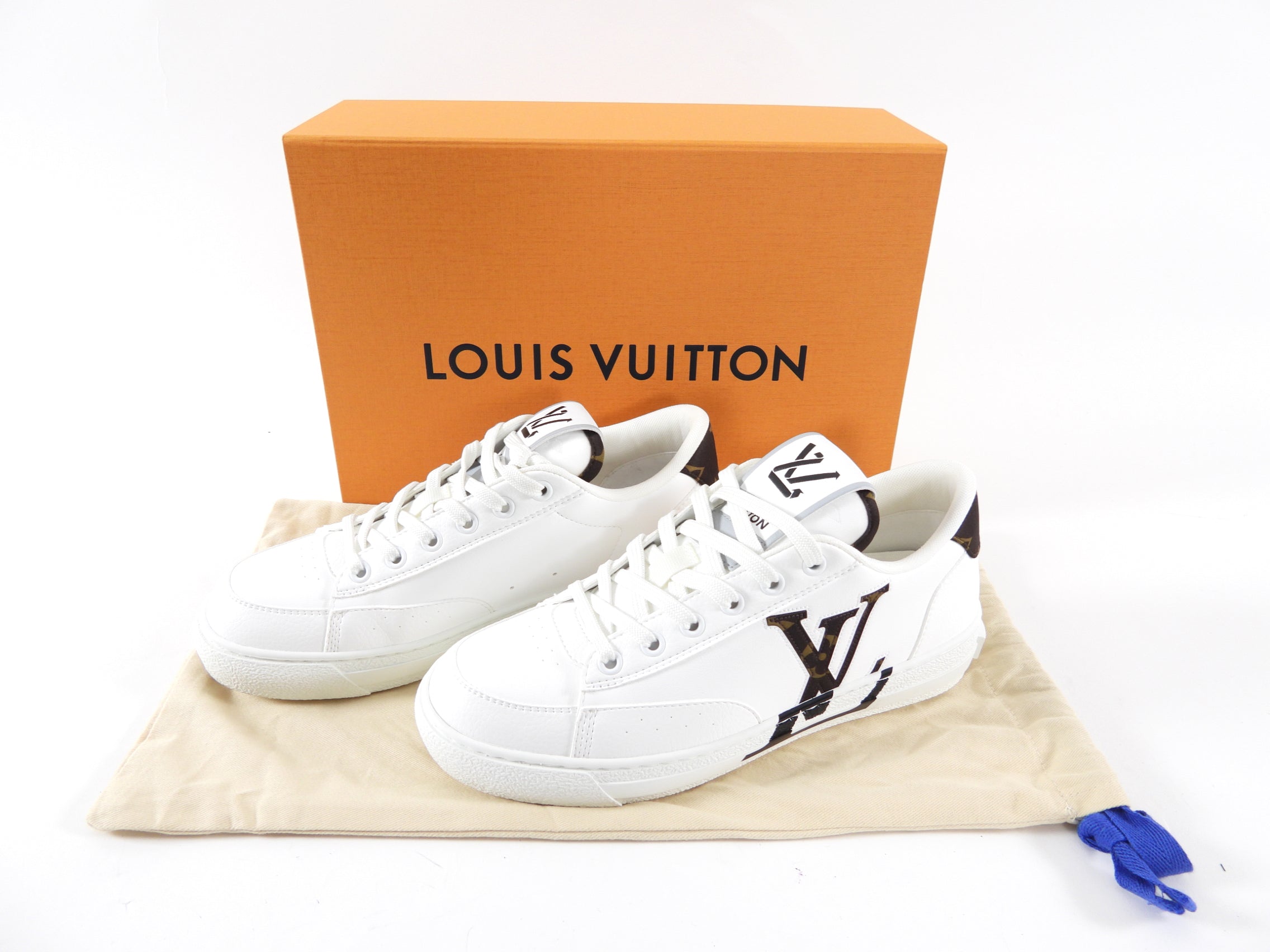 Louis Vuitton White Leather Low Top Monogram Charlie Sneaker - 36.5
