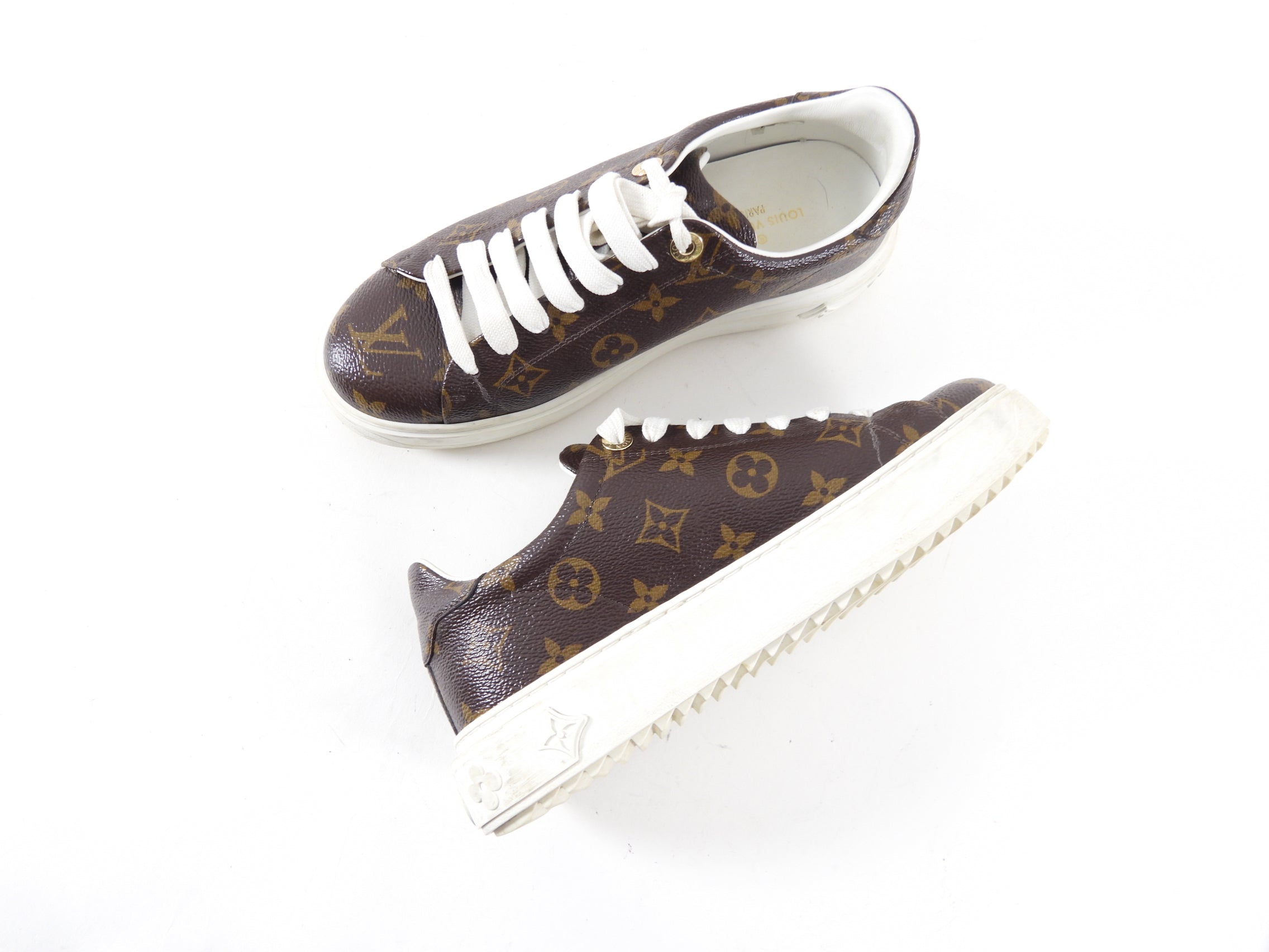 Louis Vuitton Time Out Monogram Canvas Low Top Sneakers - 38