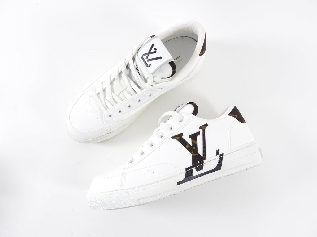 Louis Vuitton White Leather Low Top Monogram Charlie Sneaker - 36.5