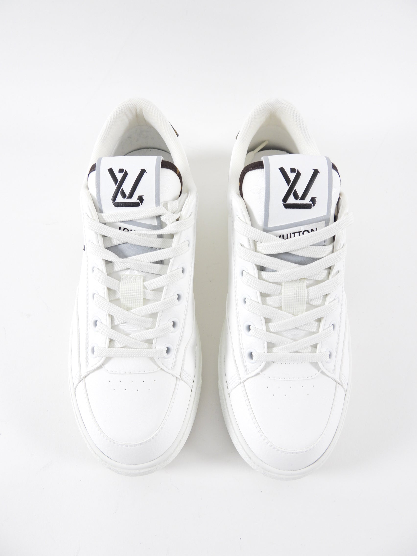 Louis Vuitton White Leather Low Top Monogram Charlie Sneaker - 36.5
